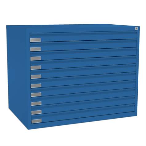 Dulap arhivare desene și planșe, 10 sertare, format A1, albastru RAL5010 - Malow