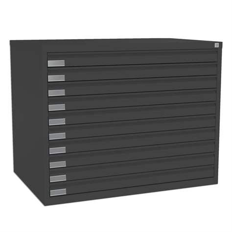 Dulap arhivare desene și planșe, 10 sertare, format A1, negru RAL9005 - Malow