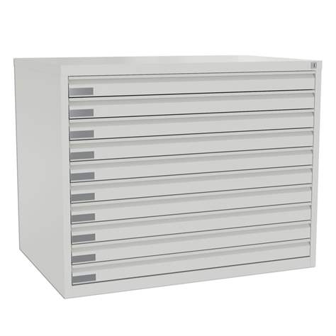 Dulap arhivare desene și planșe, 10 sertare, format A1, gri RAL7035 - Malow