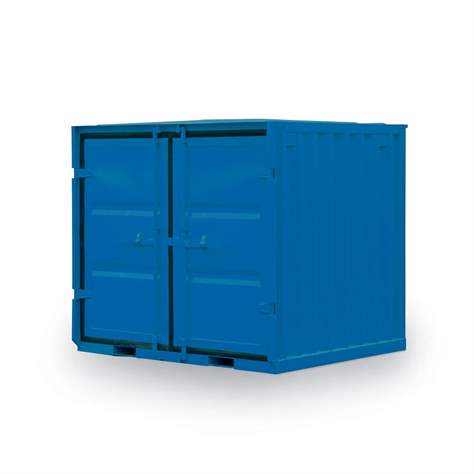 Lagercontainer, LxBxH: 1980x1950x1910 mm, Stahlboden, Außenfarbe Blau RAL5010
