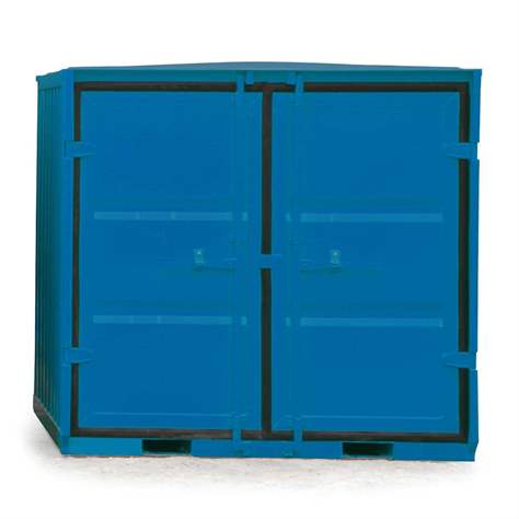 Lagercontainer, LxBxH: 1980x1950x1910 mm, Stahlboden, Außenfarbe Blau RAL5010 - Bild2