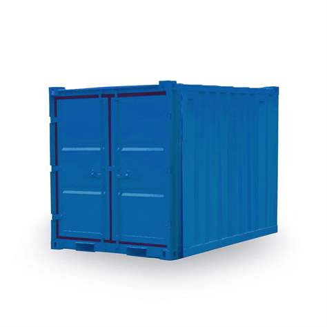 Lagercontainer, LxBxH: 2438x2200x2260 mm, Stahlboden, Außenfarbe Blau RAL5010
