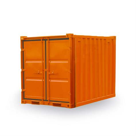 Lagercontainer, LxBxH: 2438x2200x2260 mm, Stahlboden, Außenfarbe Orange RAL2011