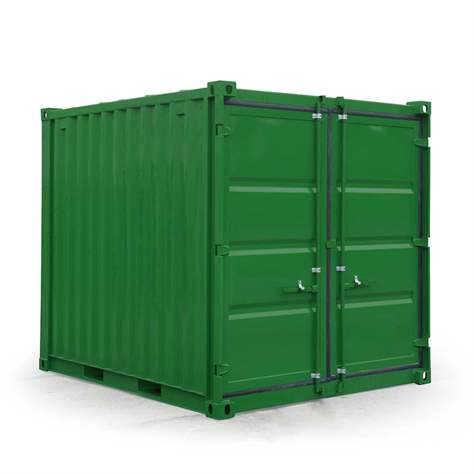 Lagercontainer, LxBxH: 2991x2438x2591 mm, Stahlboden, Außenfarbe Grün RAL6029