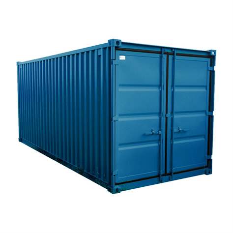 Lagercontainer, LxBxH: 6058x2438x2591 mm, Stahlboden, Außenfarbe Blau RAL5010