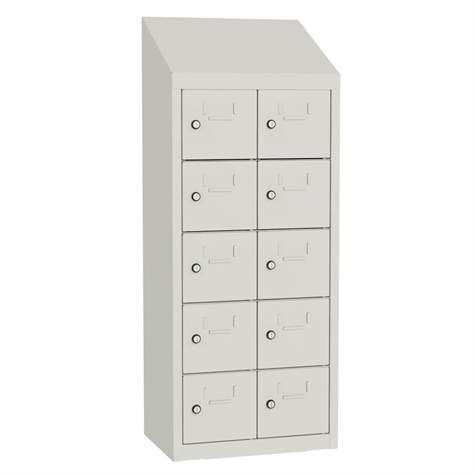 Minibox, 10 Fächer, Volltür, Gesamtmaße (HxBxT): 1090x430x300 mm, Farbe Lichtgrau RAL7035 - Malow