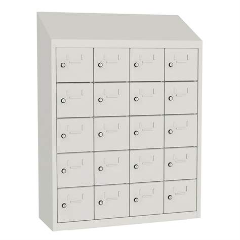 Minibox, 20 Fächer, Volltür, Gesamtmaße (HxBxT): 1090x810x300 mm, Farbe Lichtgrau RAL7035 - Malow