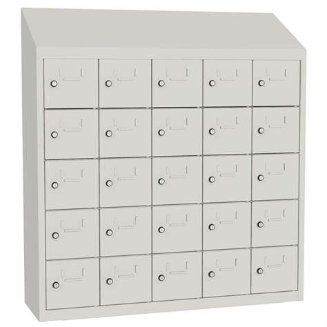 Minibox, 25 Fächer, Volltür, Gesamtmaße (HxBxT): 1090x1000x300 mm, Farbe Lichtgrau RAL7035 - Malow