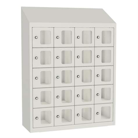 Minibox, 20 Fächer mit Sichtfenster, Gesamtmaße (HxBxT): 1090x810x300 mm, Farbe Lichtgrau RAL7035 - Malow