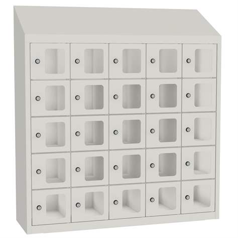 Minibox, 25 Fächer mit Sichtfenster, Gesamtmaße (HxBxT): 1090x1000x300 mm, Farbe Lichtgrau RAL7035 - Malow