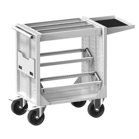 Cărucior organizator de atelier pentru unelte, scule, instrumente și accesorii CNC, lxLxH: 1092x495x880 mm, gri RAL7035 - Polak CZ, s.r.o. - imagine2