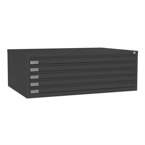 Dulap arhivare desene și planșe, 5 sertare, format A0, negru RAL9005 - Malow