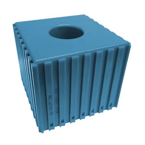 Kunststoff-Box für Werkzeugaufnahme des Typs VDI 30, Modul 8x8, Farbe blau.