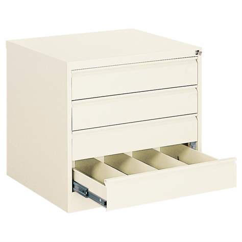 Registraturschrank für Hängemappen A6-horizontal, 4 Schubladen, 4 zweibahninge, HxBxT: 715x775x630 mm, Farbe weiß RAL9010 - Malow