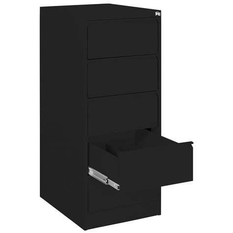 Registraturschrank für Hängemappen A5-horizontal, 5 Schubladen, 2 zweibahninge, HxBxT: 1285x545x630 mm, Farbe schwarz RAL9005 - Malow