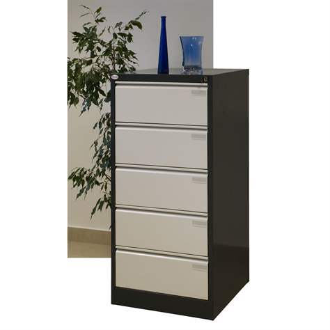 Cartotecă - dulap arhivare registratură - pentru format A5 -orizontal, 5 sertare cu 2 rânduri, HxLxl: 1285x545x630 mm, albă RAL9010 - Malow - imagine2