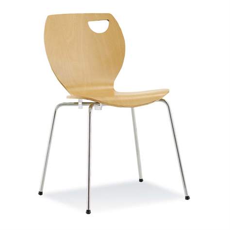 Stapelstuhl CAFE, Stahlrohrgestell verchromt, Schalensitz Buchensperrholz - Nowy Styl Group