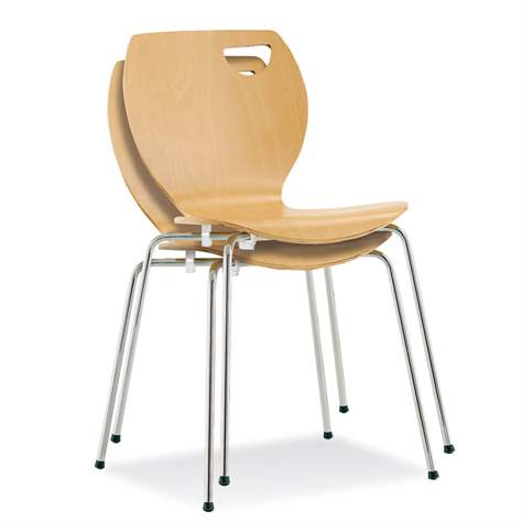 Stapelstuhl CAFE, Stahlrohrgestell verchromt, Schalensitz Buchensperrholz - Nowy Styl Group - Bild2