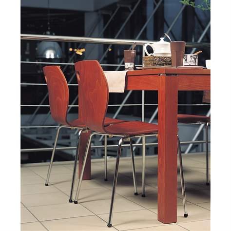 Stapelstuhl CAFE, Stahlrohrgestell verchromt, Schalensitz Sperrholz, Farbe Schwarz - Nowy Styl Group - Bild5