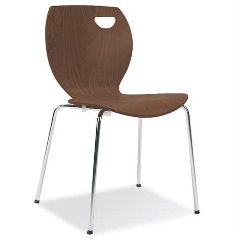 Stapelstuhl CAFE, Stahlrohrgestell verchromt, Schalensitz Sperrholz, Farbe Nussbaum - Nowy Styl Group