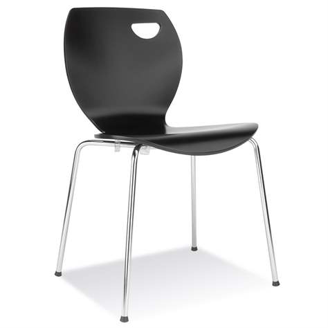 Stapelstuhl CAFE, Stahlrohrgestell verchromt, Schalensitz Sperrholz, Farbe Schwarz - Nowy Styl Group
