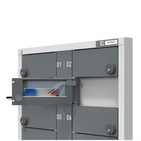 Ladeschrank für Mobiltelefone, 16 Segmente, Münzenschlösser, HxBxT: 1155x830x57 mm, Farbe Grau RAL7035/Anthrazit RAL7016 - Polak CZ, s.r.o. - Bild2