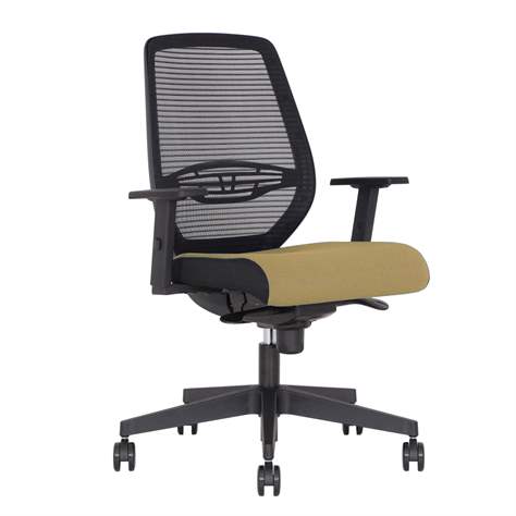 Bürodrehstuhl NEOS, Gestell schwarz, Netz-Rückenlehne, Sitz-Stoffbezug Beige - Nowy Styl Group