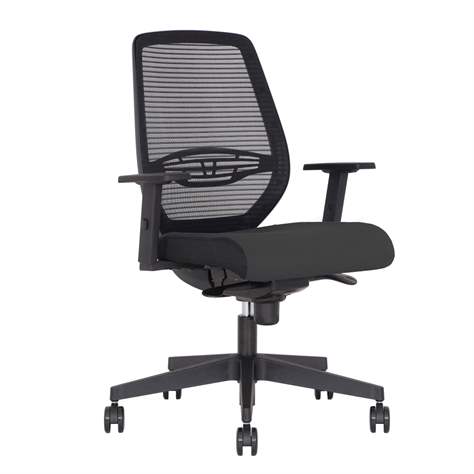 Bürodrehstuhl NEOS, Gestell schwarz, Netz-Rückenlehne, Sitz-Stoffbezug Anthrazit - Nowy Styl Group