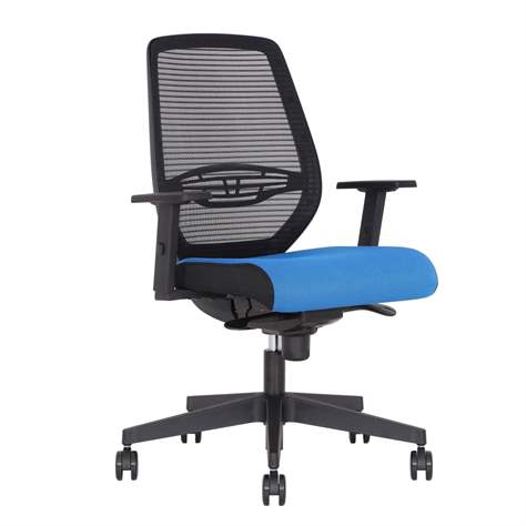 Bürodrehstuhl NEOS, Gestell schwarz, Netz-Rückenlehne, Sitz-Stoffbezug Blau - Nowy Styl Group