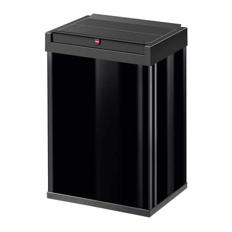 Abfallbox 35 l, selbstschließender Schwingdeckel, Stahlblech pulverbeschichtet, schwarz