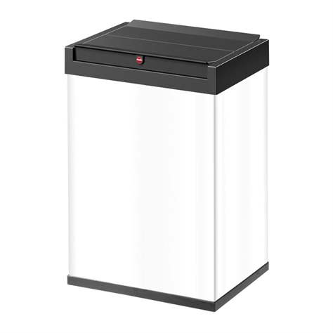 Abfallbox 35 l, selbstschließender Schwingdeckel, Stahlblech pulverbeschichtet, weiß