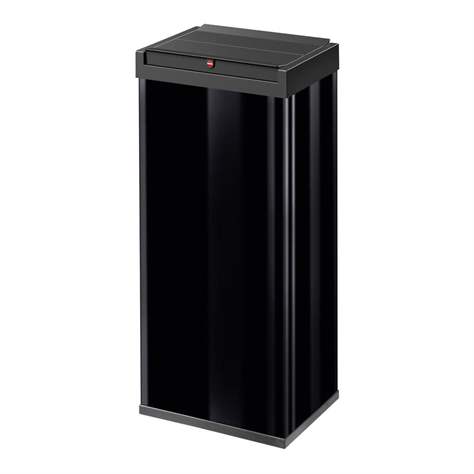 Abfallbox 50 l, selbstschließender Schwingdeckel, Stahlblech pulverbeschichtet, schwarz