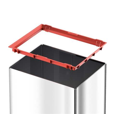 Abfallbox 35 l, selbstschließender Schwingdeckel, Stahlblech pulverbeschichtet, weiß - Bild3