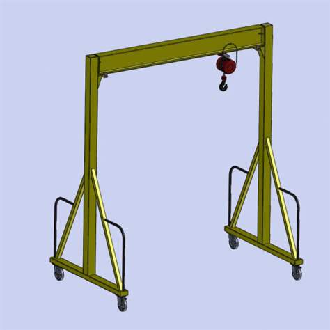 Portalkrane mit manuellem Kettenflaschenzug und Handschiebefahrwerk, Tragfähigkeit 1000 kg, Breite 5000 mm, Höhe 3000 mm