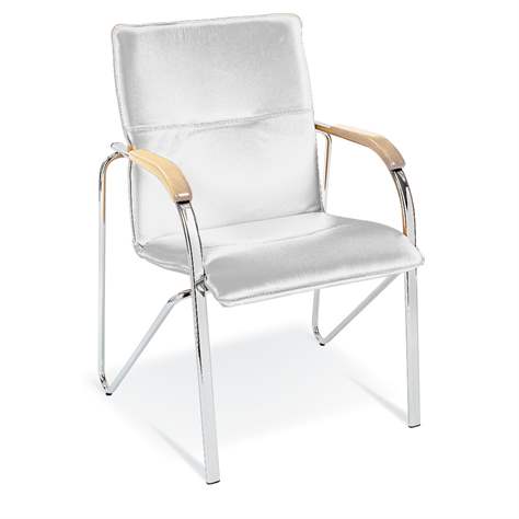 Besucher-Sessel SAMBA, Kunstlederbezug - weiße Farbe - Nowy Styl Group