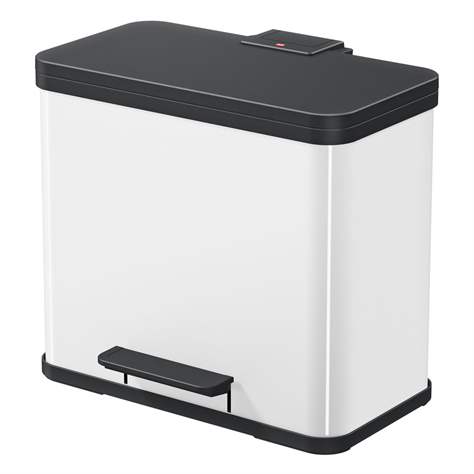 Wertstoff-Tretsammler, Stahlkonstruktion, Inhalt 3x9 l, HxBxT: 440x470x250 mm, weiß