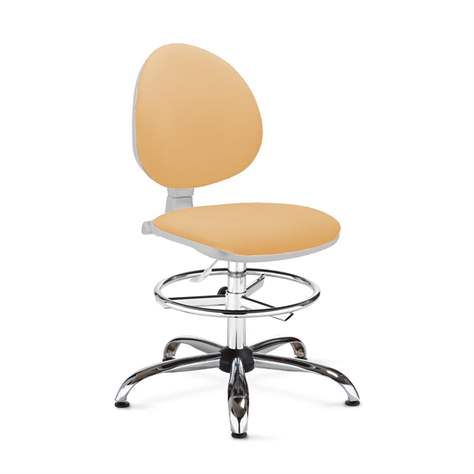 Labor-Drehstuhl SMART, hoch mit Fußring, Kunstleder beige - Nowy Styl Group