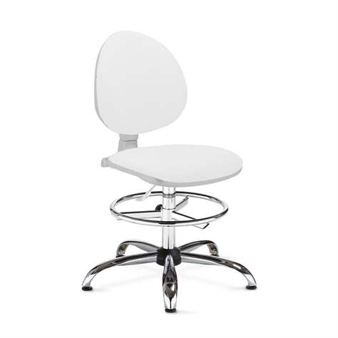 Labor-Drehstuhl SMART, hoch mit Fußring, Kunstleder weiß - Nowy Styl Group