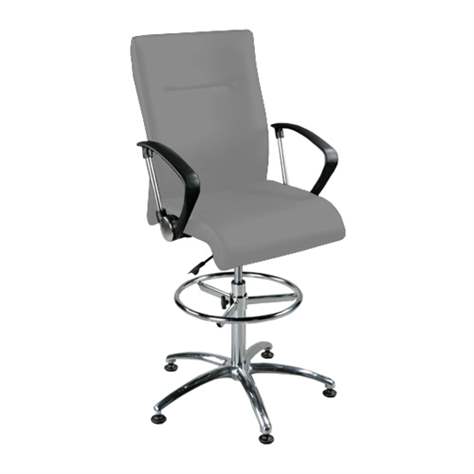 Arbeitsdrehstuhl NEO, Topmodell, hoch mit Fußring und Armlehnen, Stoffbezug - hellgrau - Nowy Styl Group