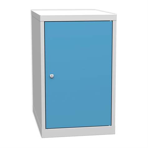 Box container - dulap banc masă de atelier - modul corp dulap pentru banc de atelier, 2 polițe, gri RAL7035/ albastră RAL5012 - Kovos Verneřice