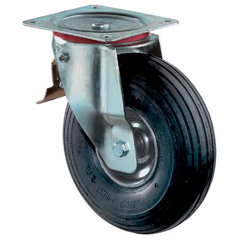 Transport-Lenkrolle mit Feststeller, Luftreifen, Durchm. 200 mm, Traglast 60 kg