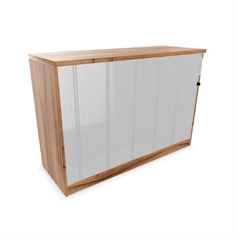 Büroschrank - Lamellentür, H x B x T: 825 x 1200 x 445 mm, Farbe Nussbaum - Nowy Styl Group