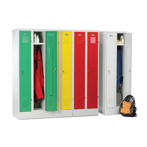 Dulap metalic pentru vestiar, sudat, 2 x 300 mm, uși gri RAL7035, cu soclu - Kovos Verneřice - imagine2