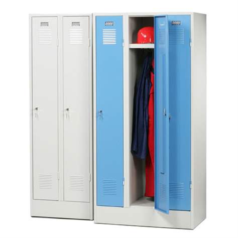 Dulap metalic pentru vestiar, sudat, 2 x 300 mm, uși gri RAL7035, cu soclu - Kovos Verneřice - imagine3