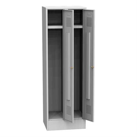 Dulap metalic pentru vestiar, sudat, 2 x 300 mm, uși gri RAL7035, cu soclu - Kovos Verneřice - imagine4