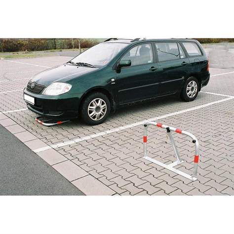 Dispozitiv rabatabil blocare acces loc parcare - îngrădire parcare, din oțel, zincat - bandă roșie, lățime 600 mm - imagine4