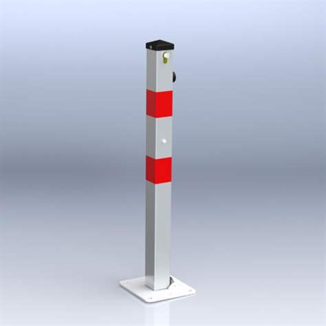 Dispozitiv rabatabil blocare acces loc parcare - îngrădire parcare tip stâlp, din oțel, zincat - bandă roșie, încuietoare cilindrică - imagine5