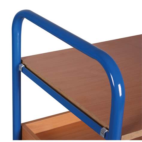 Nízký etážový vozík VARIOfit - dvě police, jedna vana, 1000 x 700 mm, nosnost 250 kg - Cordes - obrázek3