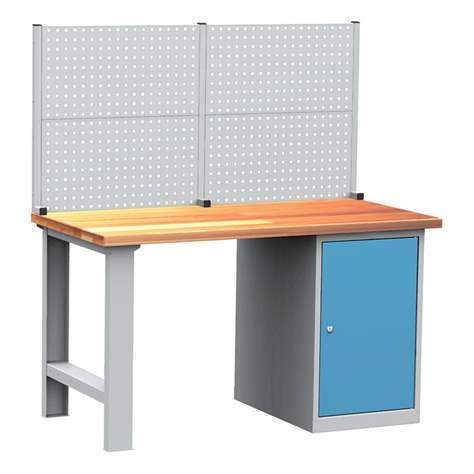 Box container - dulap banc masă de atelier - modul corp dulap pentru banc de atelier, 2 polițe, gri RAL7035/ albastră RAL5012 - Kovos Verneřice - imagine4