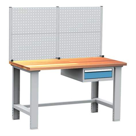 Box container - dulap banc masă de atelier - modul corp dulap atașabil la banc de lucru, 1 sertar, gri RAL7035/ albastră RAL5012 - Kovos Verneřice - imagine3